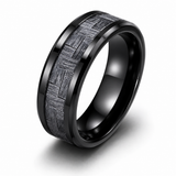 The Mercer | Carbon Fiber Ring | Black Tungsten Wedding Band | 6mm, 8mm