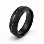 The Astral | Black Tungsten & Crushed Meteorite Inlay Ring | 6mm, 8mm
