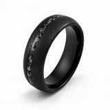 The Astral | Black Tungsten & Crushed Meteorite Inlay Ring | 6mm, 8mm