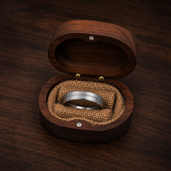 The Stratton | Brushed Titanium Wedding Ring with Twin Precision Groove