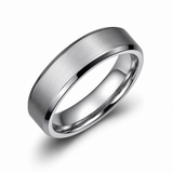 The Crest Titanium Wedding Band | Brushed Silver Finish | Polished Edges | 4mm, 6mm & 8mm