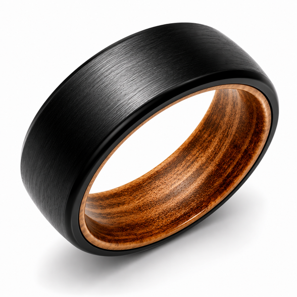 The Cooper Black | Black Tungsten With Natural Wood Interior  | 6mm, 8mm