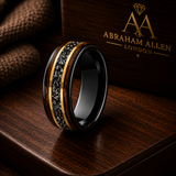 The Orion | Black Tungsten, Meteorite & Exotic Wood Wedding Band | 6mm, 8mm