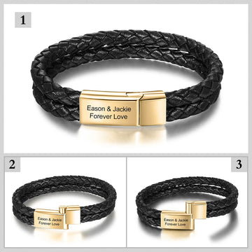 Personalized Engraveable Stainless Steel Double Layer Braided Rope Bracelets - Abrahamallen