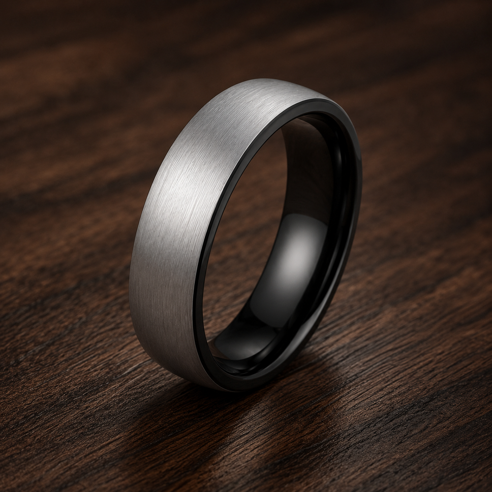 The Sterling | Brushed Titanium Wedding Band with Black Interior | 6mm, 8mm