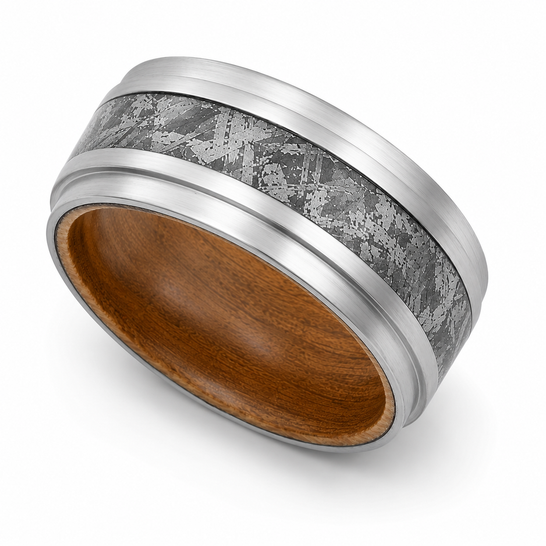 The Legacy | Luxury Meteorite & Whiskey Barrel Ring | 8mm