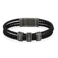 Personalized Engraveable 2-5 Name Vintage Layered Braided Leather Bracelets - Abrahamallen