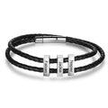 Personalized Engraveable Name Vertical 2-6 Bar Leather Bracelets - Abrahamallen