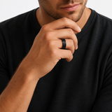 The Black Barrel | Hammered Whiskey Barrel Wood Ring
