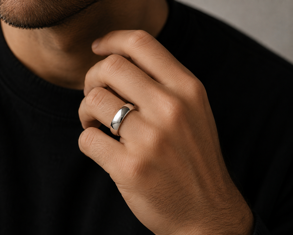 The Silver Noir | Classic High Polished Titanium Wedding Band