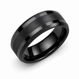 The Vanguard | Black Tungsten Wedding Band – Matte & Polished Finish | 6mm, 8mm