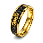 BlackGold Horizon – Black Tungsten Ring with 24K Gold Flake & Carbon Fibre Inlay | 4mm & 8mm