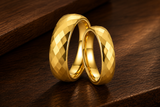 The Legacy Gold Set | Faceted Gold Wedding Ring Set |4mm & 6mm
