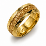 The Crownsmith | Gold Damascus Ring with Crushed Gold Inlay | 8mm