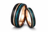 The Azure Legacy Set | Black Tungsten & Turquoise Wedding Rings | 4mm & 6mm