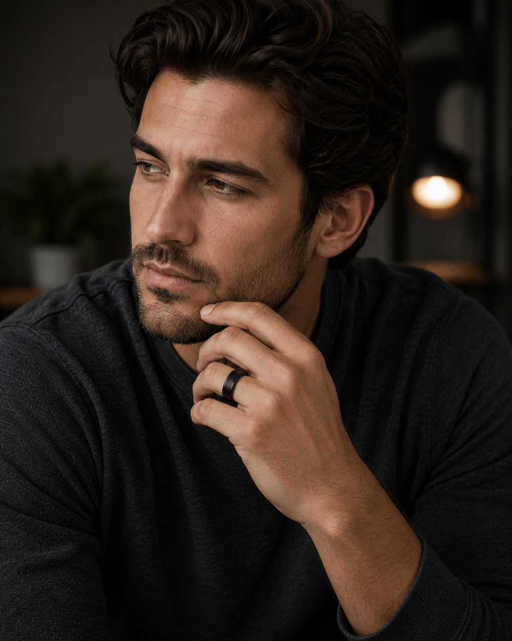The Blackridge | Black Tungsten Wedding Band with Center Groove & Matte Finish | 6mm, 8mm