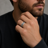 The Legacy | Luxury Meteorite & Whiskey Barrel Ring | 8mm