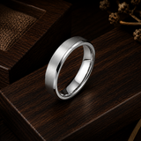 The Crest Titanium Wedding Band | Brushed Silver Finish | Polished Edges | 4mm, 6mm & 8mm