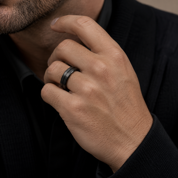 The Eclipse Edge | Premium Black Tungsten Wedding Ring