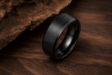 The Chancellor | Classic Brushed Tungsten Wedding Band with Beveled Edges