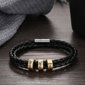 Personalized Multilayer Leather Engraveable Name Gold Colour Bracelet - Abrahamallen