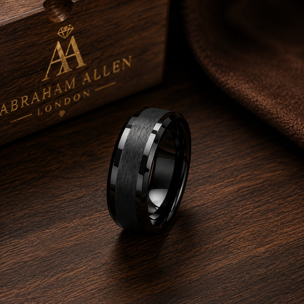The Vanguard | Black Tungsten Wedding Band – Matte & Polished Finish | 6mm, 8mm