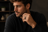 The Chancellor | Classic Brushed Tungsten Wedding Band with Beveled Edges
