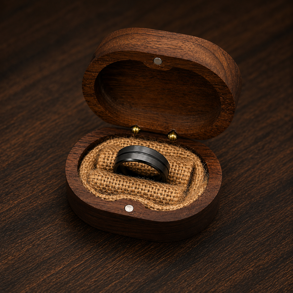 The Eclipse Edge | Premium Black Tungsten Wedding Ring