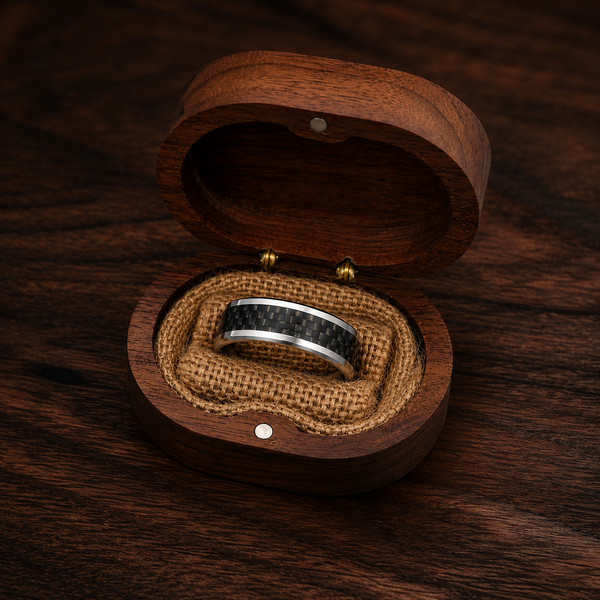 THE CARBON | Tungsten & Black Carbon Fibre Wedding Ring