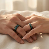 The Azure Legacy Set | Black Tungsten & Turquoise Wedding Rings | 4mm & 6mm