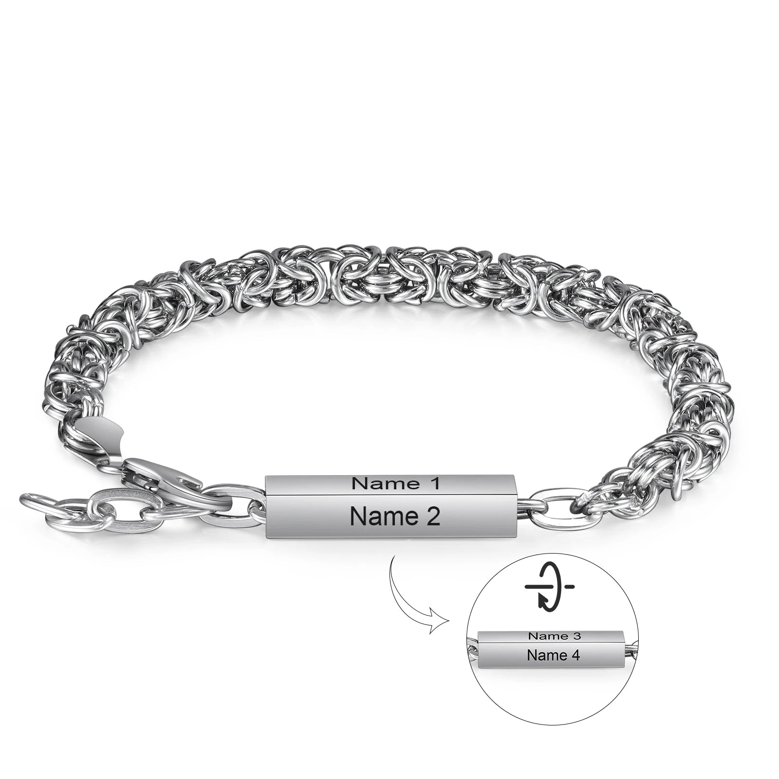 Personalized Engraveable Custom Bar 4 Side Chain Bracelet - Abrahamallen