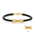 Personalized Engraveable 2 Name Gold Colour Leather Bracelets - Abrahamallen