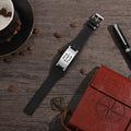 Personalized Stainless Steel ID Wide Black Leather Bracelets - Abrahamallen