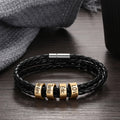 Personalized Multilayer Leather Engraveable Name Gold Colour Bracelet - Abrahamallen