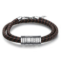 Personalized Engraveable 2-5 Name Black Brown Braided Leather Beads Bracelet - Abrahamallen