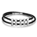 Personalized Engraveable Name Vertical 2-6 Bar Leather Bracelets - Abrahamallen