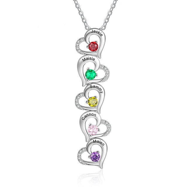 Customized 2-6 Multi-Heart Engraveable Family Pendant Necklace - Abrahamallen