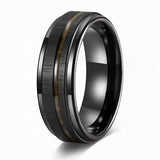 The Imperium | Geometric Tungsten Ring with Exotic Wood Inlay | 8mm
