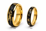 BlackGold Horizon – Black Tungsten Ring with 24K Gold Flake & Carbon Fibre Inlay | 4mm & 8mm