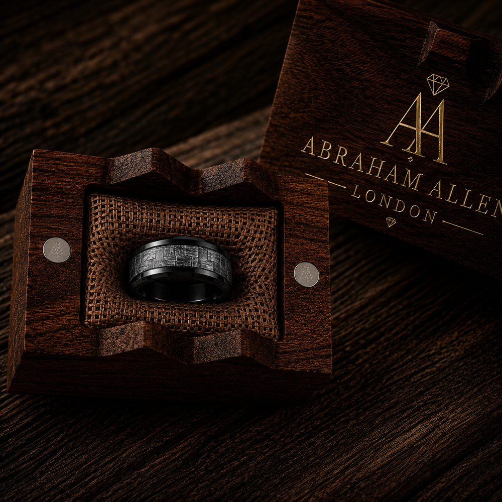 The Mercer | Carbon Fiber Ring | Black Tungsten Wedding Band | 6mm, 8mm