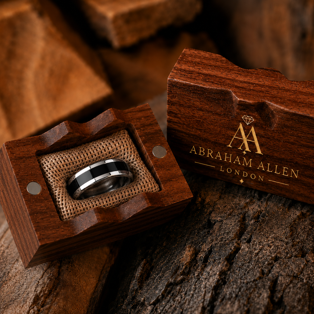 The Fortress |  Black Inlay Tungsten Carbide Ring | 6mm, 8mm