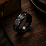 The Obsidian Celestial | Black Tungsten Carbide Meteorite Ring | 6mm, 8mm