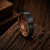 Black Regent | Black Wood Inlay Tungsten Ring | 6mm, 8mm