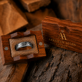The Iron Oak | Damascus Pattern Ring with Whiskey Barrel Wood Interior | 6mm, 8mm