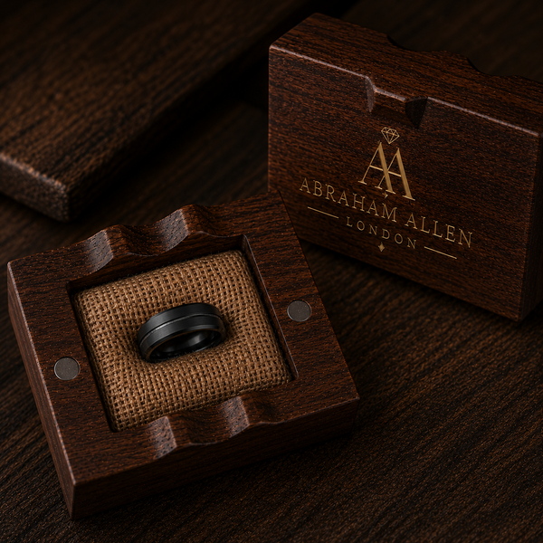The Blackridge | Black Tungsten Wedding Band with Center Groove & Matte Finish | 6mm, 8mm