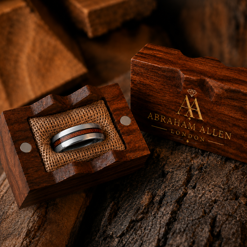 The Hawthorne | Titanium Wedding Band with Nutural Wood Inlay | 6mm, 8mm