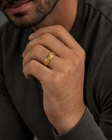 The Crownsmith | Gold Damascus Ring with Crushed Gold Inlay | 8mm