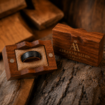 The Black Barrel | Hammered Whiskey Barrel Wood Ring