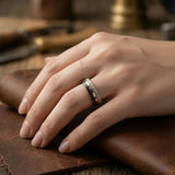 The Oakheart Set | Black Tungsten • Rose Gold • Genuine Antler Inlay | 4mm & 6mm