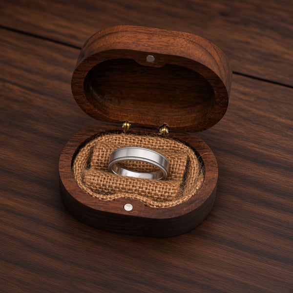 The Kingsley | Milgrain Brushed Titanium Wedding Ring